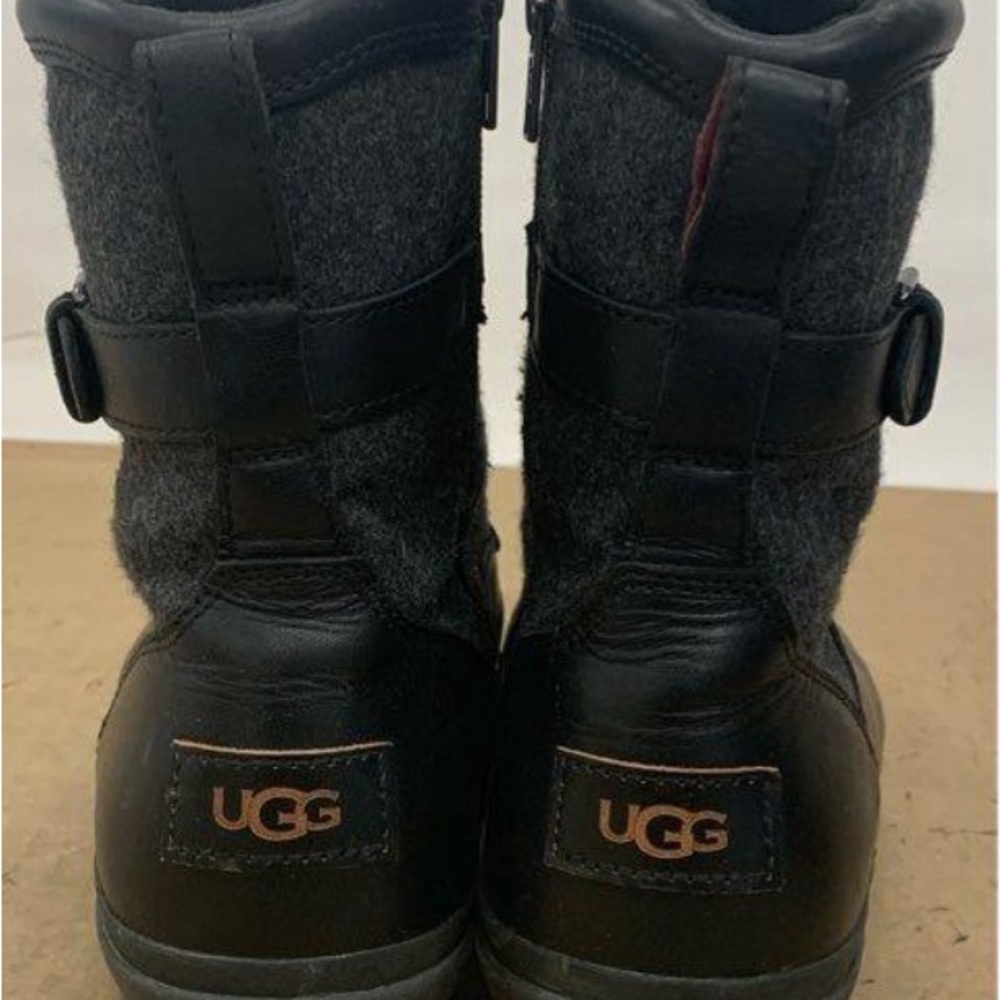 Ugg Black Leather Women's Ankle Boots Size 11 - Picture 3 of 5
